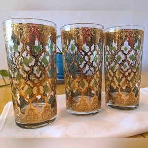 Mid-century modern Vintage highball glassware. Culver Ltd, Valencia pattern.
